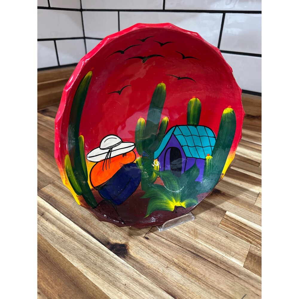 Vibrant Mexican Talavera 9 1/2” Footed Serving Bowl - Hand Painted